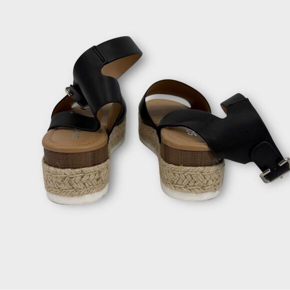SODA Platform Espadrille Sandals Ankle Strap in Black Women’s Size 8.5 - Picture 7 of 8